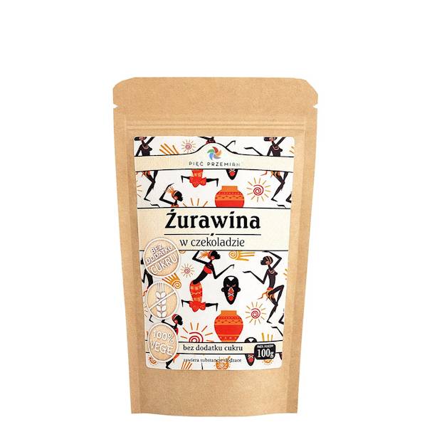 PIĘĆ PRZEMIAN Żurawina w czekoladzie b/cukru 100g