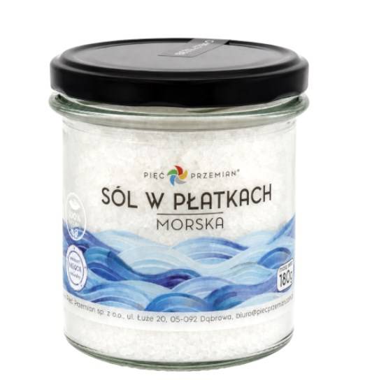 PIĘĆ PRZEMIAN Sól morska w płatkach bezglut.180g