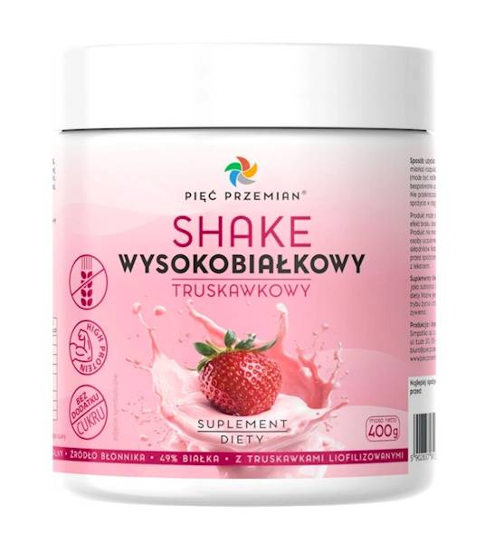 PIĘĆ PRZEMIAN Shake wysokobiałkowy truskawkowy 400