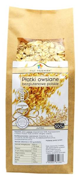 PIĘĆ PRZEMIAN Płatki owsiane bezglutenowe PL 500g