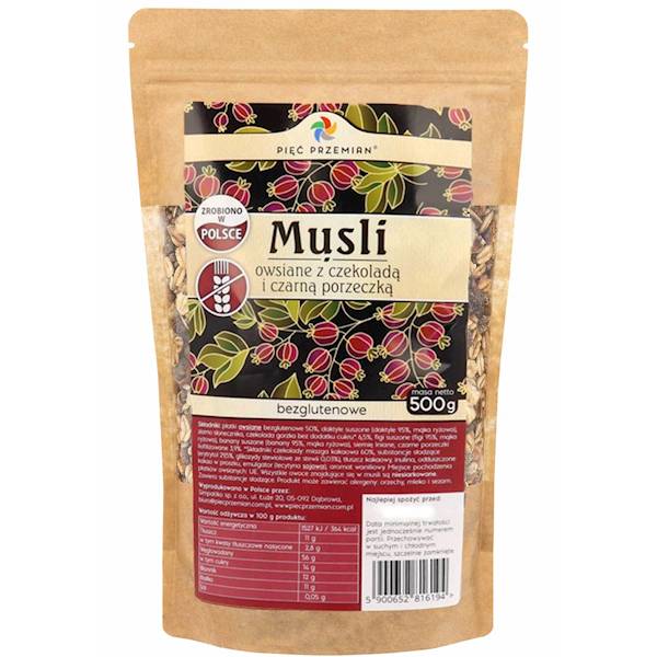 PIĘĆ PRZEMIAN Musli owsiane z czekol. i porze 500g