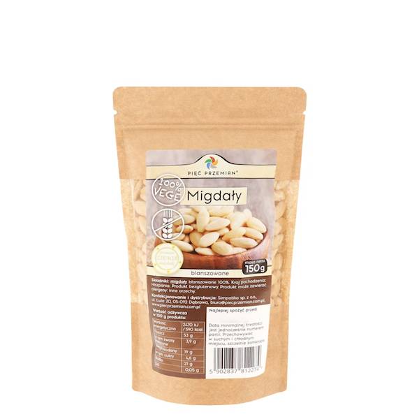 PIĘĆ PRZEMIAN Migdały blanszowane 150g