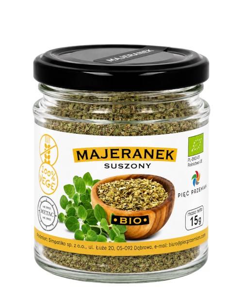 PIĘĆ PRZEMIAN Majeranek b/glut.BIO słoiczek 15g