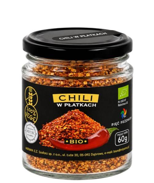 PIĘĆ PRZEMIAN Chili w płatkach bezglutenowe BIO 60