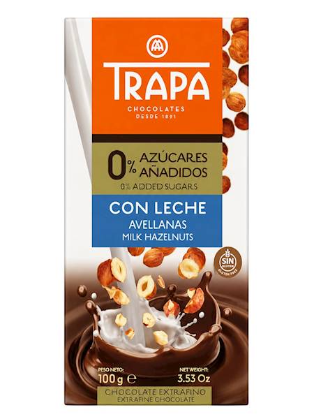TRAPA Czekolada mleczna z orzechami laskowymi bez 