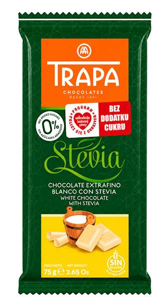 TRAPA Czekolada Biała ze stewią 75g