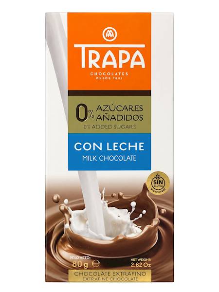 TRAPA Czekolada mleczna bez dodatku cukru 80g