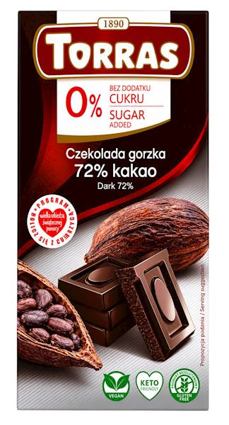 TORRAS Czekolada gorzka 72% kakao b/c b/glut.75g
