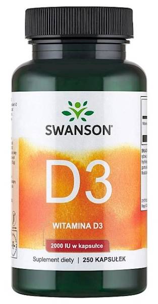 SWANSON Witamina D3 2000IU 50mcg 250caps