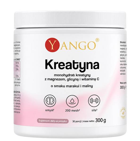 YANGO Kreatyna 200 Mesh z magnezem, glicyną i C