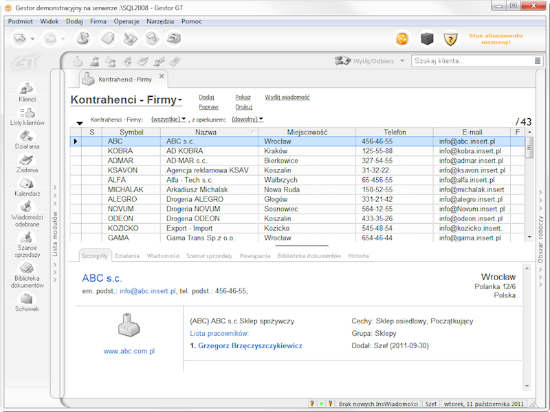PROGRAM INSERT GESTOR GT