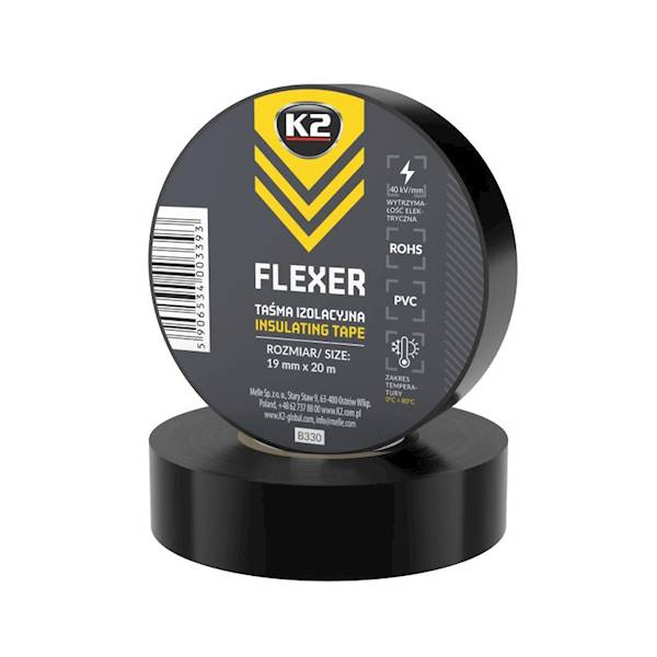 B330 TAŚMA IZOLACYJNA DUŻA CZARNA 19mm x 20 metrów FLEXER