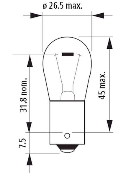 12V NARVA 17635 21W BA15s