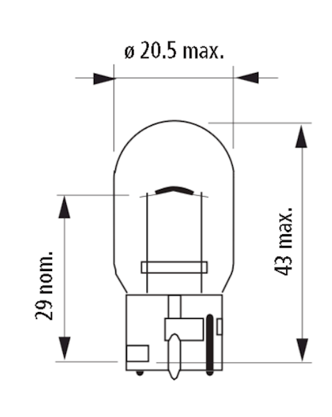 12V NARVA 17632 21W W3x16d CAŁOSZKLANA