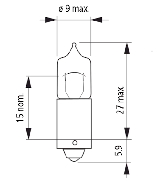 12V NARVA 68161 H6W 6W BAX9S NARVA
