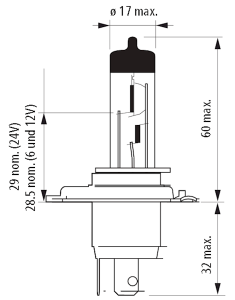 24V NARVA 48894 H4 75/70W P45T