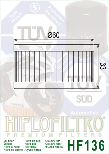 HF136 WKŁAD FILTRA OLEJU HIFLO