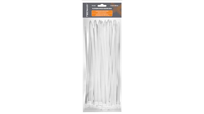 14-221 TECMAXX Paski Mocujące BIAŁE 300X7,6MM 50szt