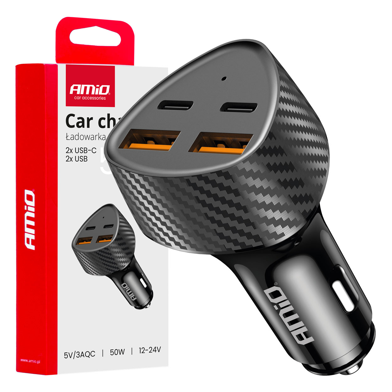 04284 Ładowarka samochodowa 50W 2x USB-A + 2x USB-C 
