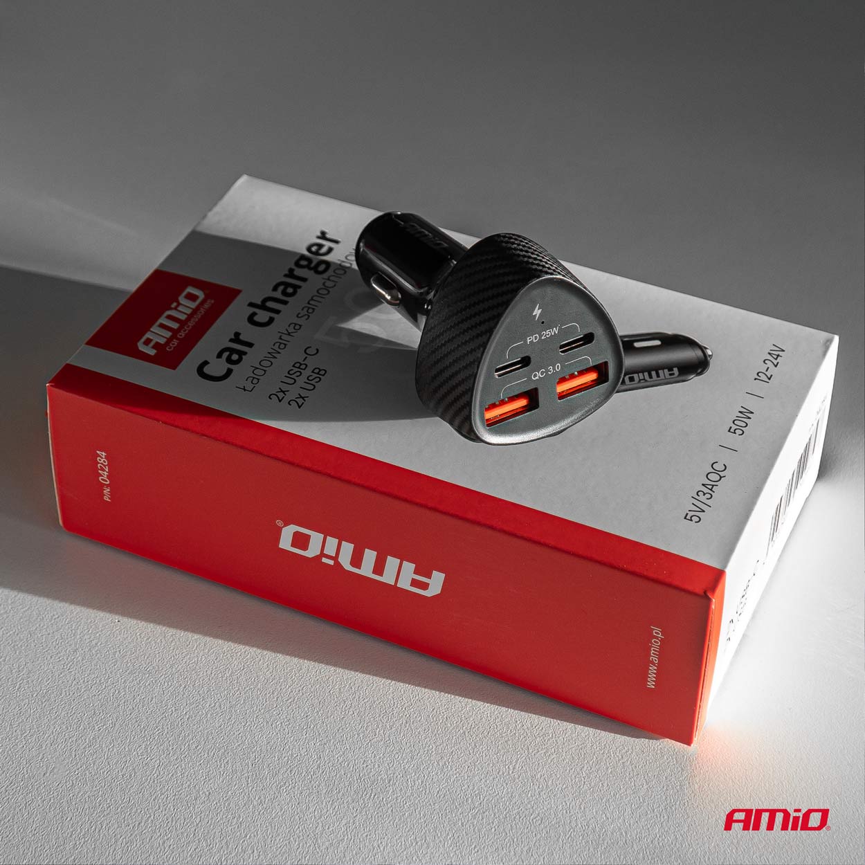 04284 Ładowarka samochodowa 50W 2x USB-A + 2x USB-C 