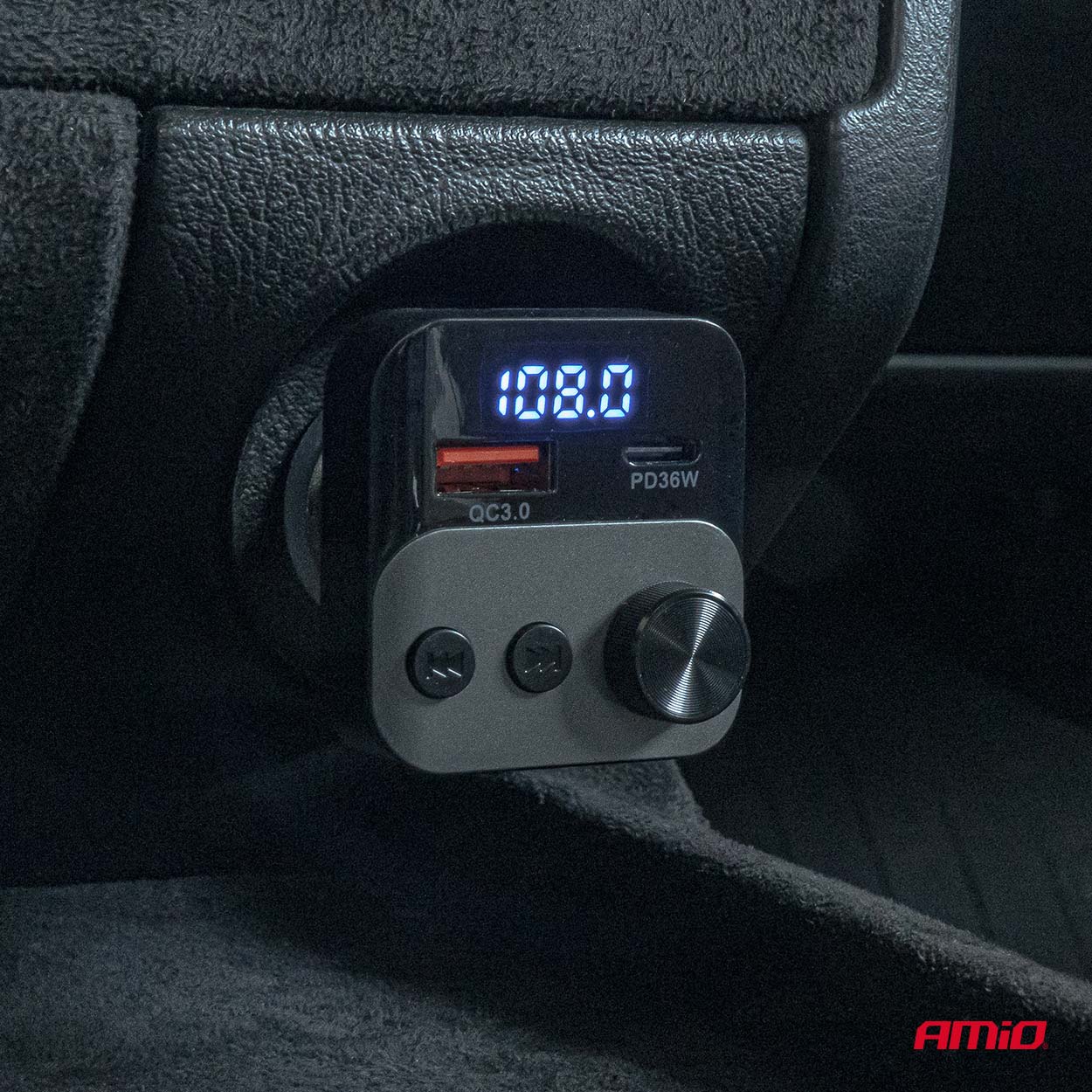 04647 Transmiter samochodowy FM 1×USB-A 1×USB-C 12V 24V 