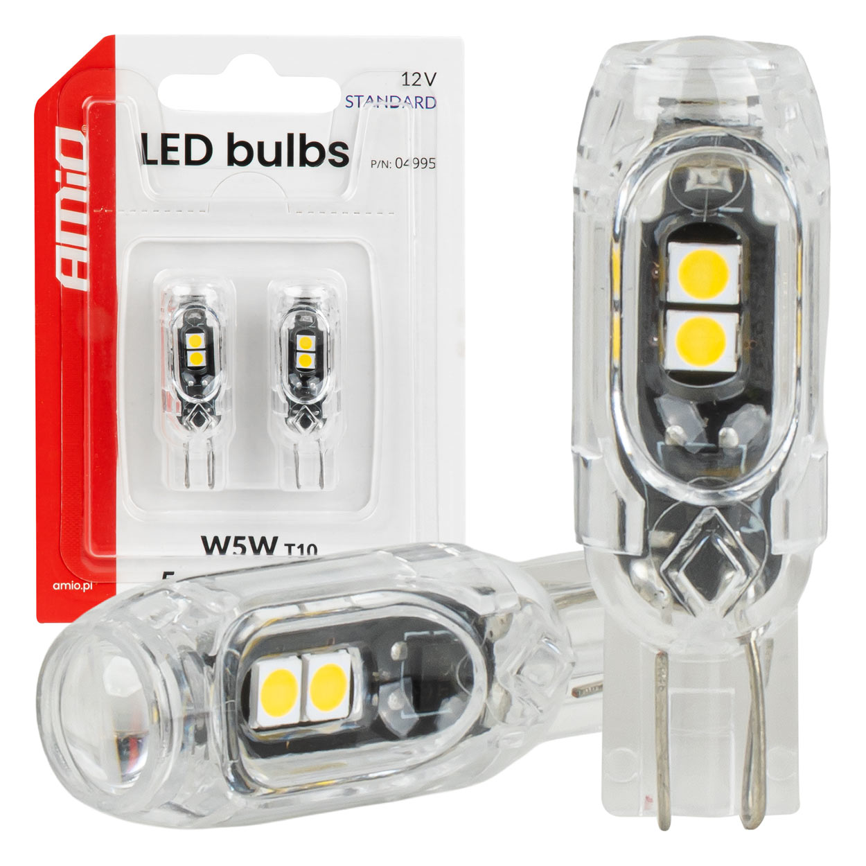 04995 12V Żarówka LED STANDARD W5W T10 2835 5SMD białe kpl 2 szt