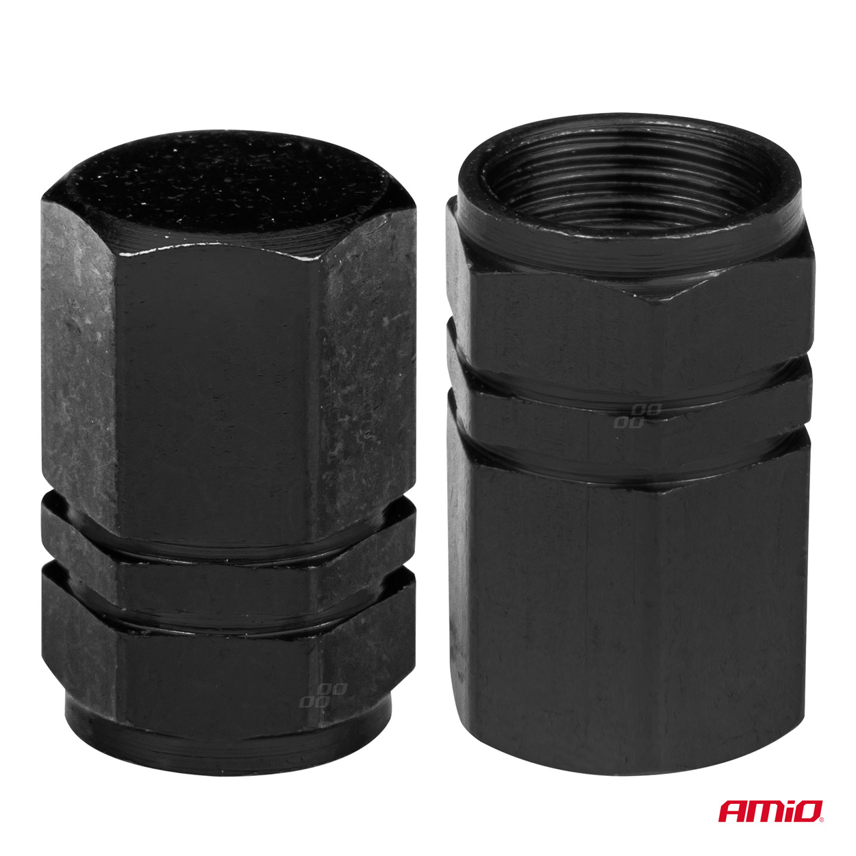 02237 Aluminiowe nakrętki na wentyle kapturki czarne 4 szt 