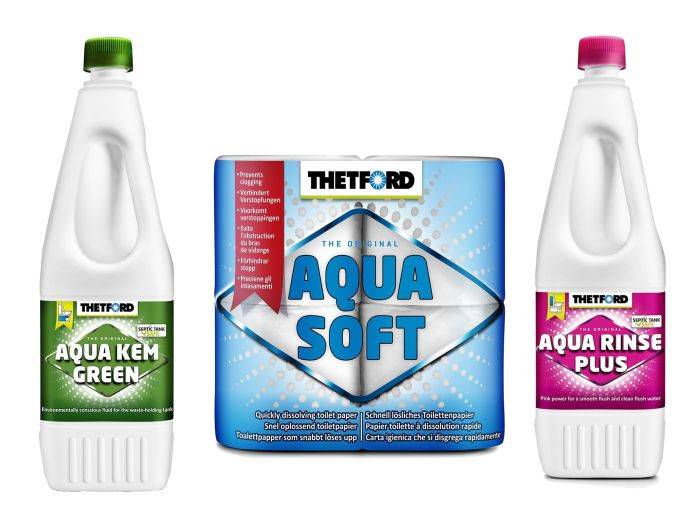 Zestaw płynów Aqua Kem Green 1.5L + Aqua Rinse Plus 1.5L + Papier toaletowy Aqua Soft 4 Thetford