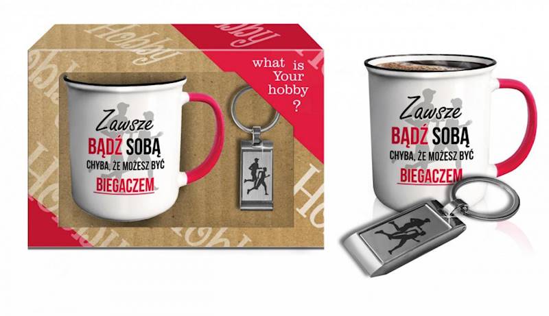 Kubek Garnuszek 400ml + brelok biegacz