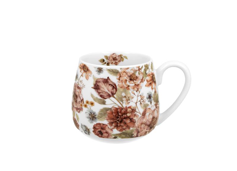 Kubek baryłka 430ml pastel flowers-white