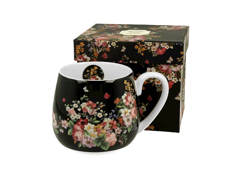 Kubek baryłka 430ml vintage flowers-black