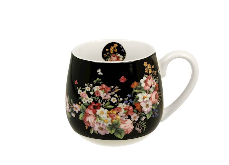 Kubek baryłka 430ml vintage flowers-black