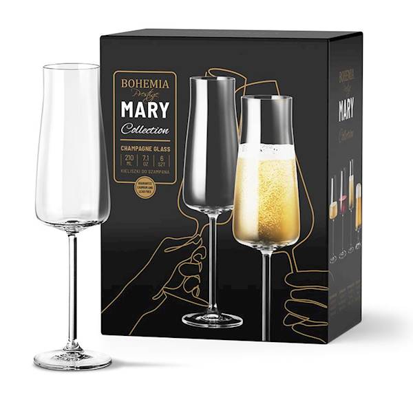 Kpl.6 kieliszków do szampana 210ml Mary Bohemia