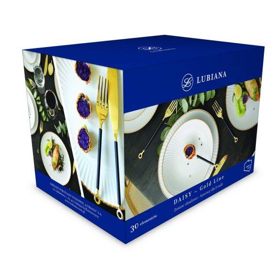 Zestaw obiadowo kawowy 6/30 Daisy Gold Line