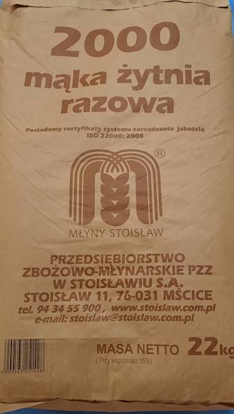 MĄKA ŻYTNIA TYP 2000 DROBNA  22 kg.