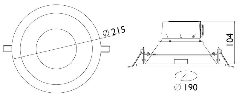 Downlight LED ECO HV 215 2000lm/830 (230V) RAL9016 mat