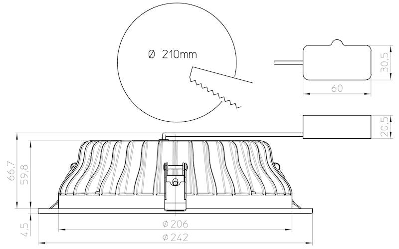 Downlight LED PRIME K R30 830 90° IP44
