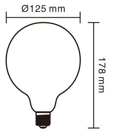 ŻARÓWKA G125 E27 6W 600lm 2200K Ra80 360° GOLD