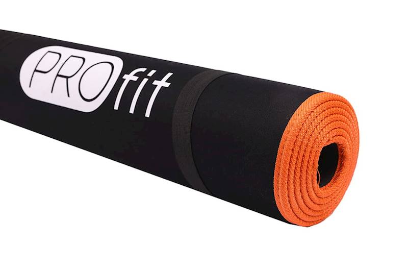 Mata do ćwiczeń 180x60x0,6 cm PROFIT czarno-pomarańczowa