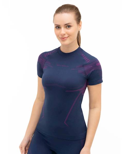 Koszulka damska termoaktywna r. L BRUBECK Dry jeansowo-fioletowa SS1369W