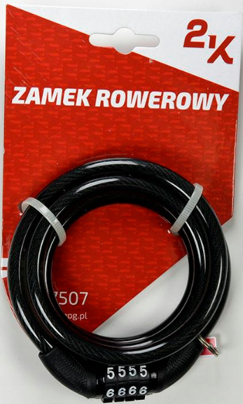 Zapięcie do roweru na szyfr 100 cm x 8 mm czarne