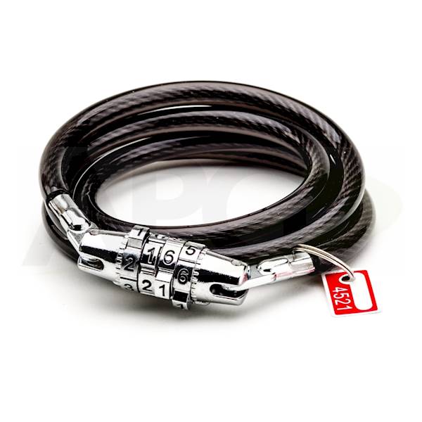 Zapięcie do roweru na szyfr 150 cm x 8 mm czarno-srebrne