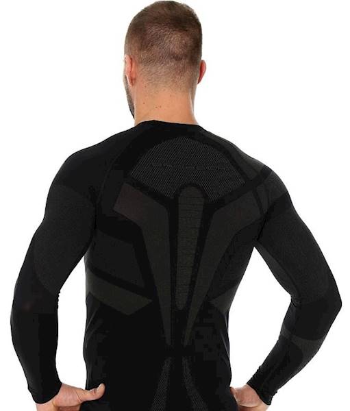 Koszulka męska termoaktywna r. XL BRUBECK Dry czarno-grafitowa LS1570M