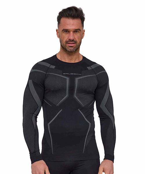 Koszulka męska termoaktywna r. XL BRUBECK Dry czarno-grafitowa LS1570M