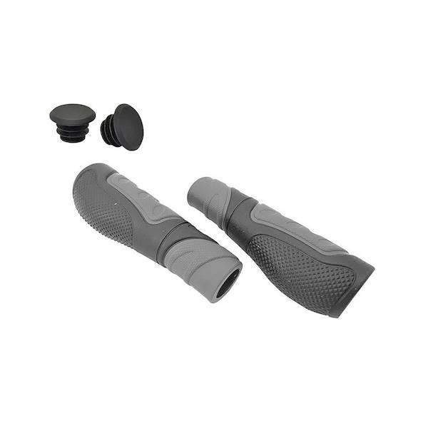 Chwyty do kierownicy 128mm gumowe NEXELO Ergo czarno-szare