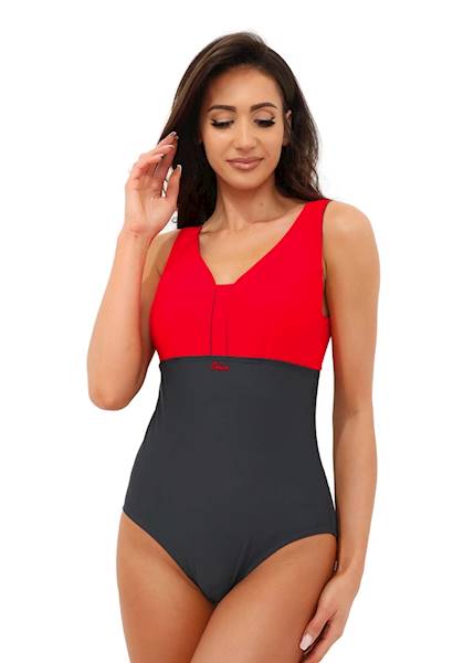 Strój kąpielowy damski r. S SPIN S-0926 grafitowo-czerwony