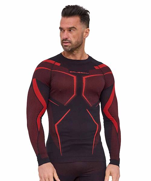 bluza męska DRY z długim rękawem czarny/czerwony L