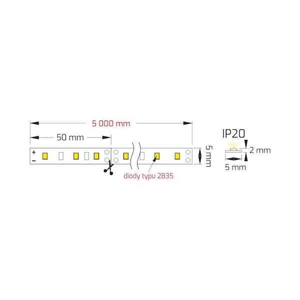 Taśma PREMIUM 5 mm 60 LED/m typ Neutralna  5/MB