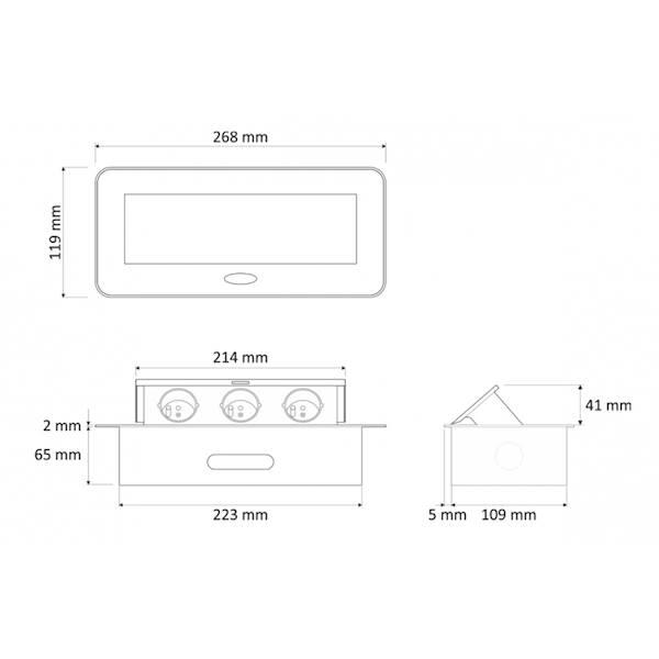 POWER PORT 3 GN. z uziem. KASETA ALU uzbrojona