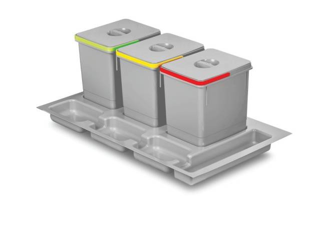KOSZ  SEGREGACJA  *IQL*  90 - 3 wiadra, SZARY